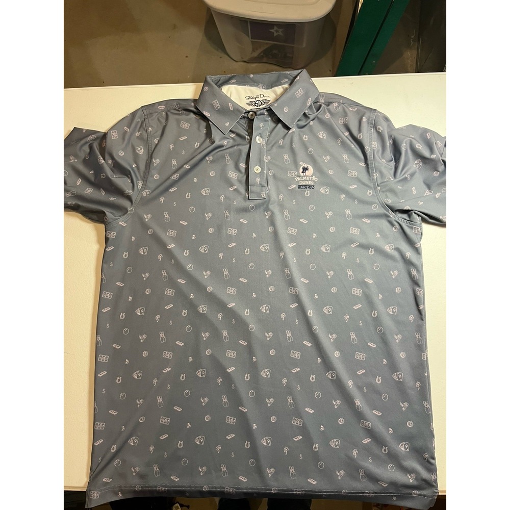 Straight Down Golf Polo Shirt Palmetto Dunes Hilton Head Large bowling cards